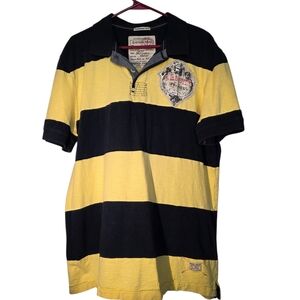 Vintage Nautica Rugby-Inspired Yellow Black Polo Shirt El Maestro Superiores XL